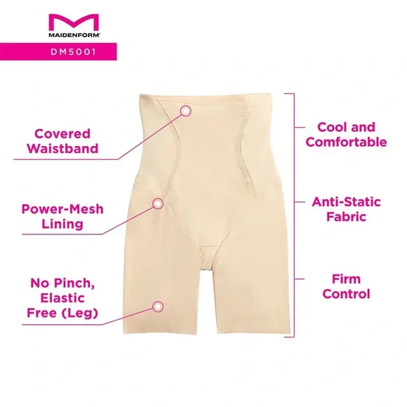 Maidenform High Waist Thigh Slimmer Shapewear Size Small - Picture 4 of 10
